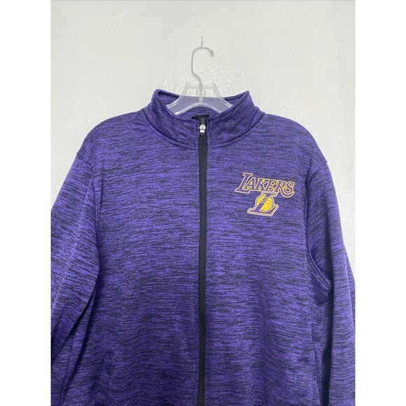 NBA LA Lakers Sweater Mens Size L Purple Logo Graphic Fleece Jacket Full Zip - Picture 4 of 16